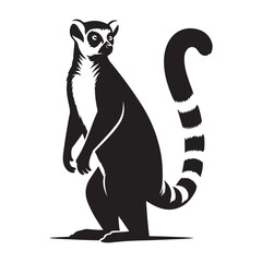Distinctive silhouette of a lemur in profile vector illustration