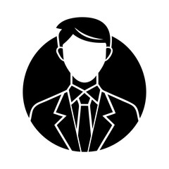 Icon representing a person in a suit with stars indicating achievement or recognition