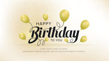 Birthday balloons vector background design. Happy birthday to you text with balloon and confetti decoration element