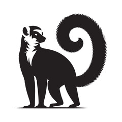 Striking silhouette of a ring tailed lemur in a clean vector design © Creativity here