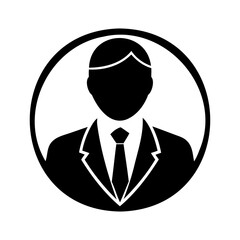 Professional Business Man Silhouette Icon Representing a Successful Person in a Suit