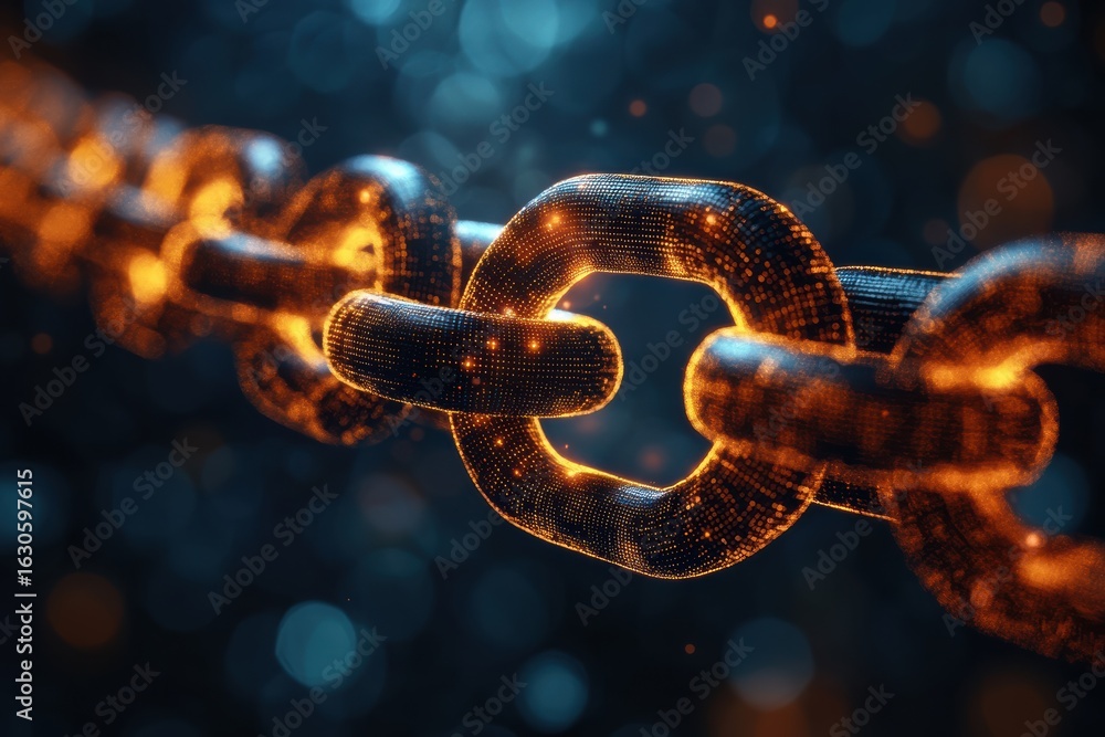 Aufkleber digital abstract visualization of glowing links in a futuristic design and seamless flow of energy