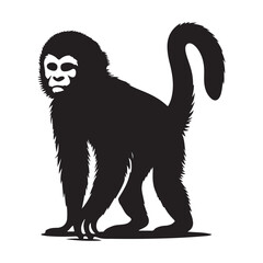 Elegant macaque monkey silhouette in profile vector art