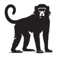 Elegant silhouette of a macaque monkey in profile artistic wildlife art