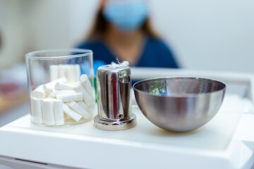 Close-Up of Cotton Rolls and Gauze in Dental Clinic
