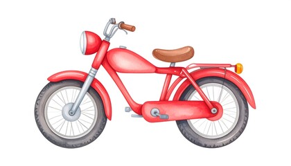 Cute vintage red motorcycle illustration
