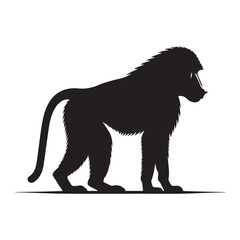 Striking silhouette of a mandrill monkey in profile showcasing its distinctive features