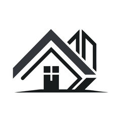 Modern House Logo Design on Black Background. A clean minimalist logo featuring a stylized house graphic