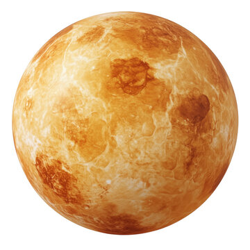 An artistic render of planet venus showing atmospheric surface detail against a transparent background