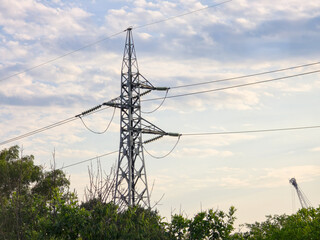 high voltage power lines on field. blackout. no electricity.  The electricity