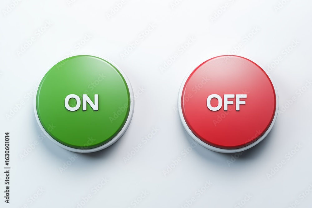 Poster control buttons display with green on and red off indicators for various applications