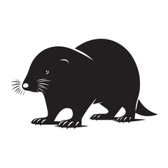 Charming silhouette of a mole digging in the earth