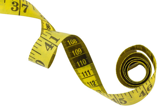 PNG coiled yellow measuring tape against a black background.