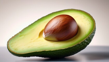 whole food plant based a fresh avocado sliced open to reveal the seed perfect for culinary and health related content