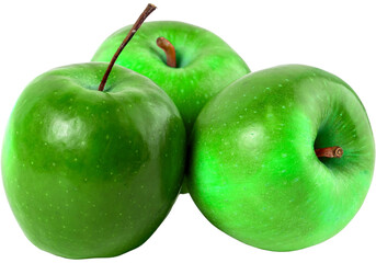 PNG green apples against a black background.