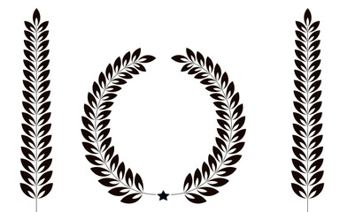 laurel wreath vector illustration. Round shape icon frame border.Simple laurel wreath graphic
