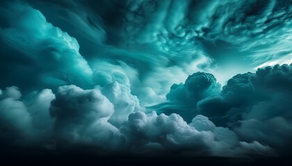 dramatic teal and black cloudscape abstract dark cloud formation moody atmospheric image textured sky background perfect for design projects digital art and artistic expressions