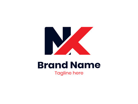 Creative NK Vector logo. NK Logo, Black and Red Lettermark NK logo