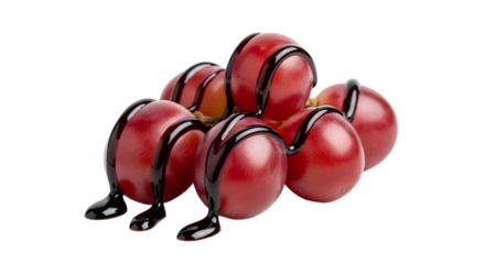 Red grapes with balsamic vinegar isolated on transparent background