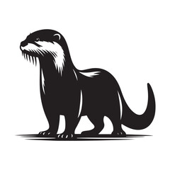 Charming otter silhouette in a playful pose ideal for wildlife designs