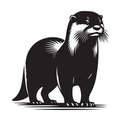 Playful otter silhouette in a natural setting