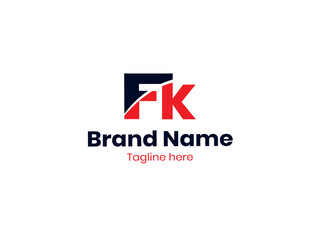 Creative FK Vector logo. FK Logo, Black and Red Lettermark FK logo Design, KF logo, KF design