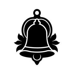 Decorative Bell Silhouette Ornament with Flourishes and Leaves