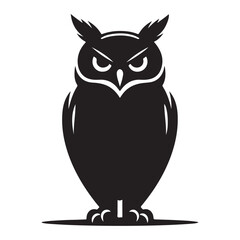 Elegant black silhouette of a wise owl perched perfect for nature and wisdom themes