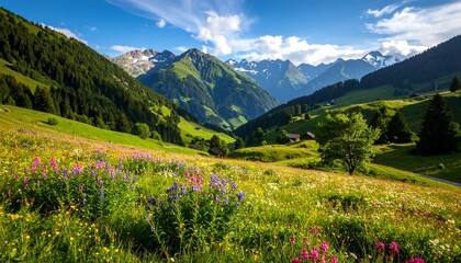 Alpine meadow, mountain landscape