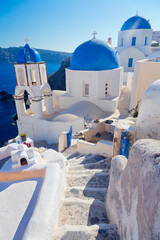 Panoramic view of the island of Santorini, Cyclades, Greece