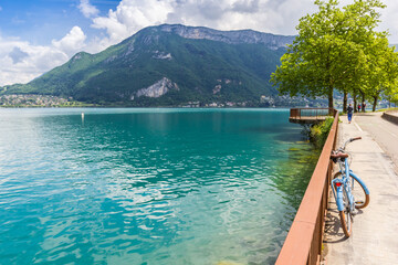 Bicycle at the boulevard along the lake in Annecy, France