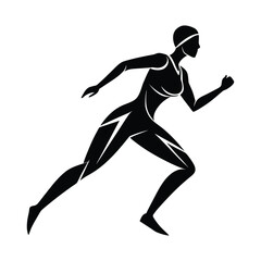 Dynamic Running Female Athlete Silhouette Vector Art