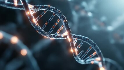 Glowing dna strand intertwined helix formation genetic molecule structure digital illustration biological concept futuristic science - Powered by Adobe