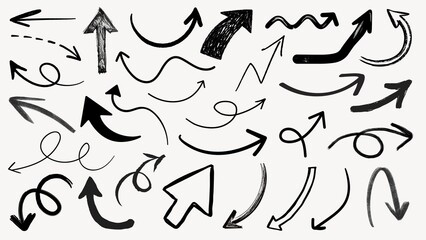 Fototapeta premium Hand drawn arrow doodle design element set