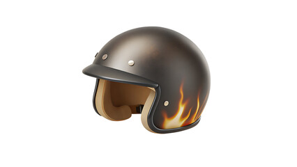 Fototapeta premium Motorcycle helmet with flame design isolated on a transparent background fire flames
