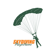 Skydiving logo design vector. Silhouette Skydiving Player Template Illustration