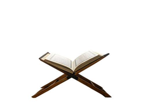 Open holy book illuminated by divine light rays isolated on a transparent background quran religious