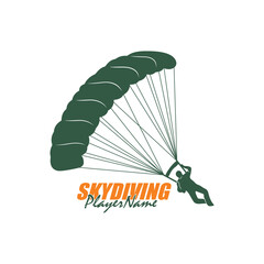 Skydiving logo design vector. Silhouette Skydiving Player Template Illustration