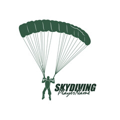 Skydiving logo design vector. Silhouette Skydiving Player Template Illustration