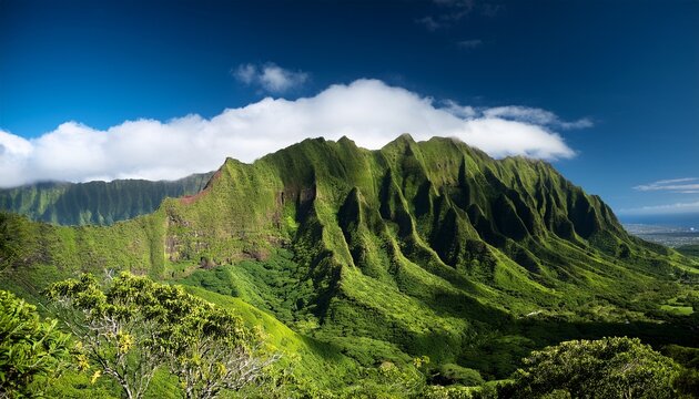 oahu mountain majestic green mountain view of the koolau mountains on windward side of hawaii