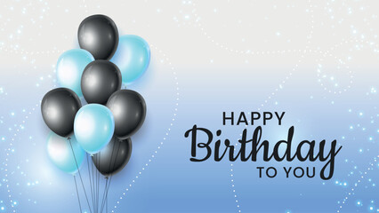 Birthday balloons vector background design. Happy birthday to you text with balloon and confetti decoration element