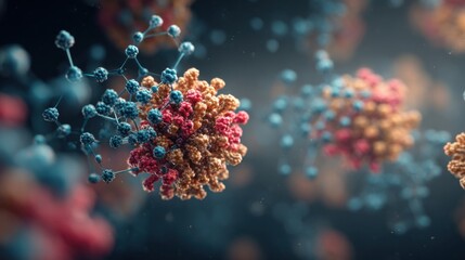 microscopic molecular structures floating