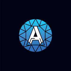 A clean and strong logo featuring the letter 'A' inside a circular diamond or gemstone. The cool blue tones convey trust, clarity, and premium quality in a modern design.