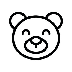 Black outline of a happy bear face white