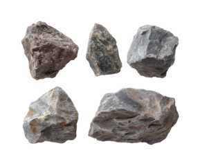 Examining natural stone varieties rock collection isolated on transparent background, png