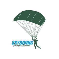 Skydiving logo design vector. Silhouette Skydiving Player Template Illustration