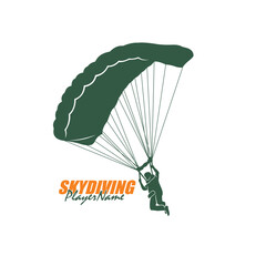 Skydiving logo design vector. Silhouette Skydiving Player Template Illustration