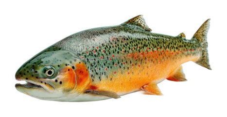 Trout fishing adventure riverbank fish species nature isolated on transparent background, png
