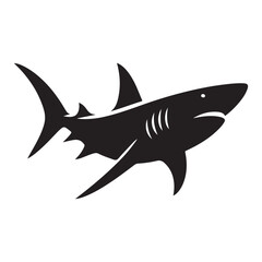 Dynamic shark silhouette illustration for marine life and ocean themes silhouette