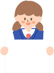 피켓 광고판 든 교복 청소년